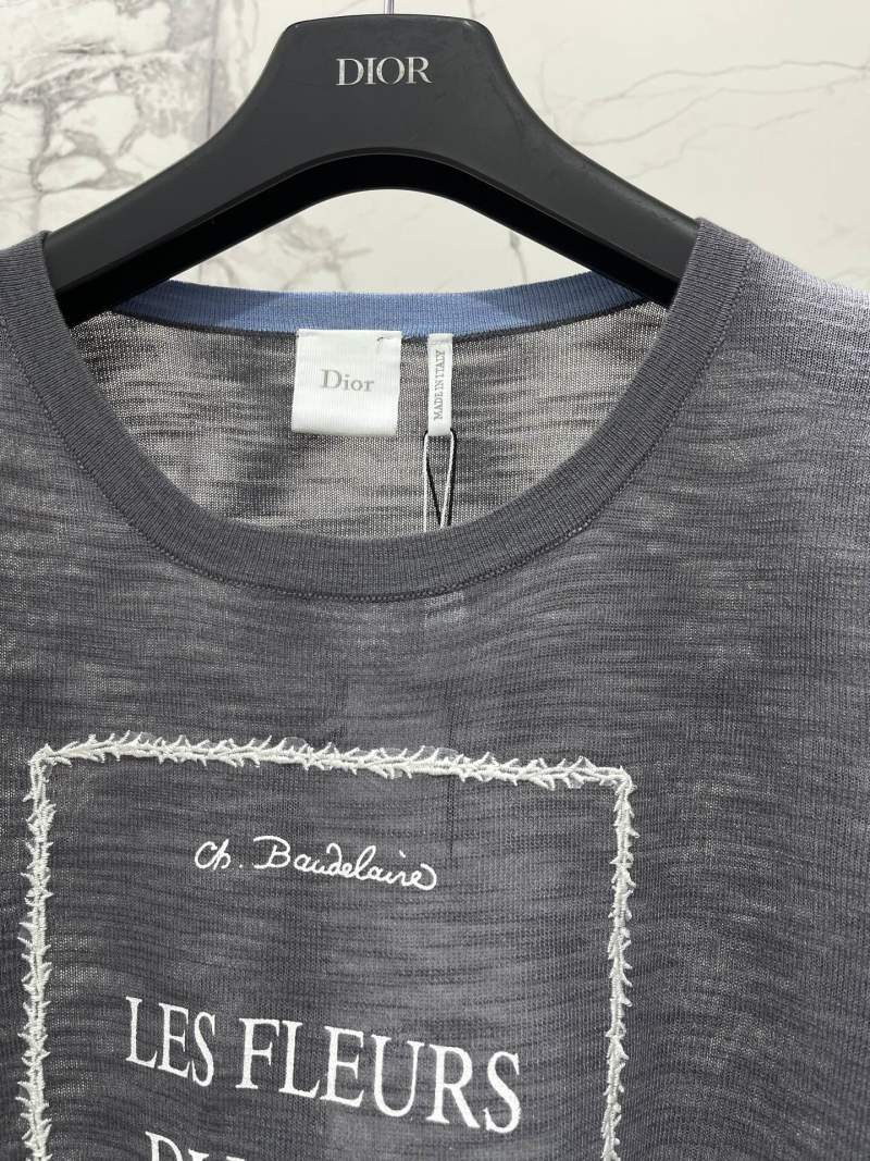 Футболка DIOR с графическим принтом и контрастными манжетами