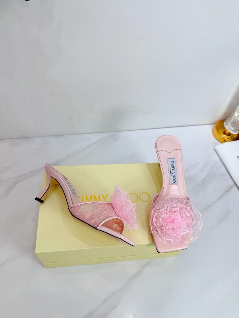 Женские розовые сабо с цветком Jimmy Choo