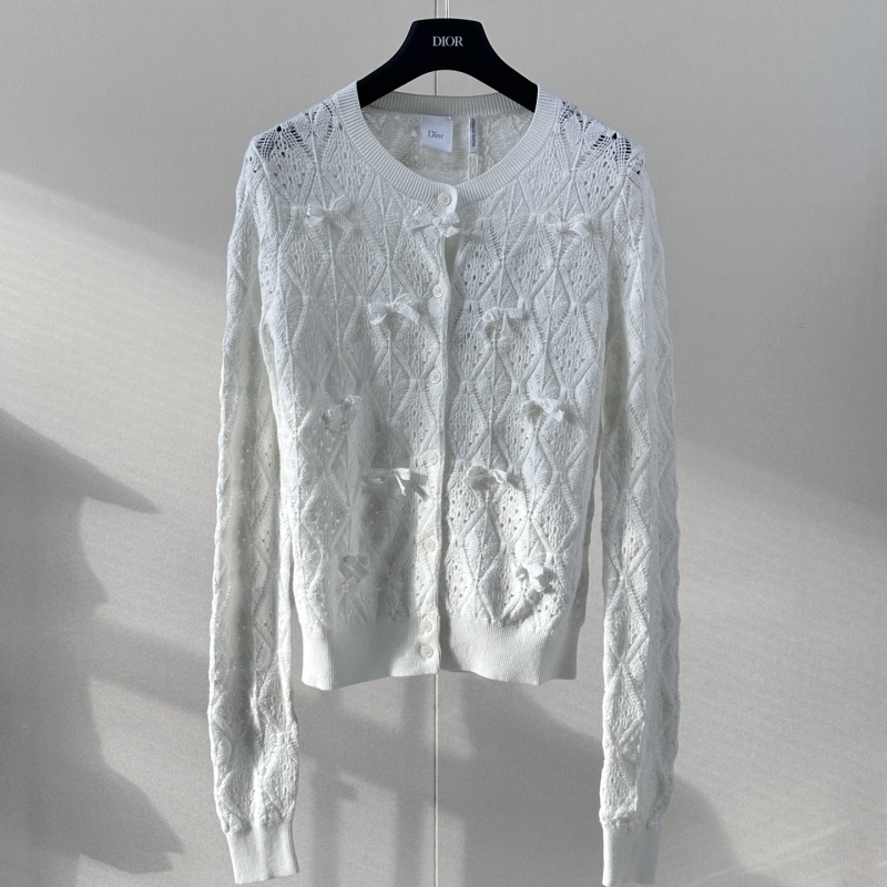 Женский ажурный кардиган с бабочками, белый Dior
