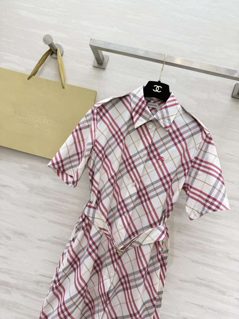 Короткое платье-рубашка в клетку Burberry