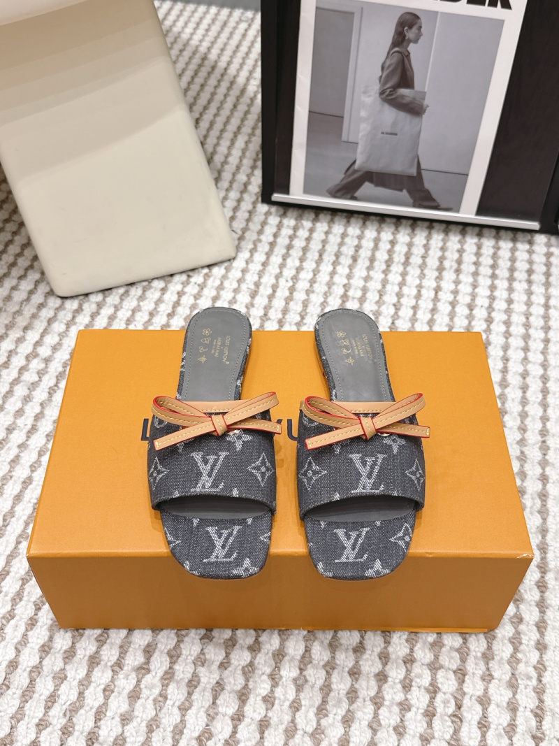 Женские шлёпанцы с принтом и бантом Louis Vuitton