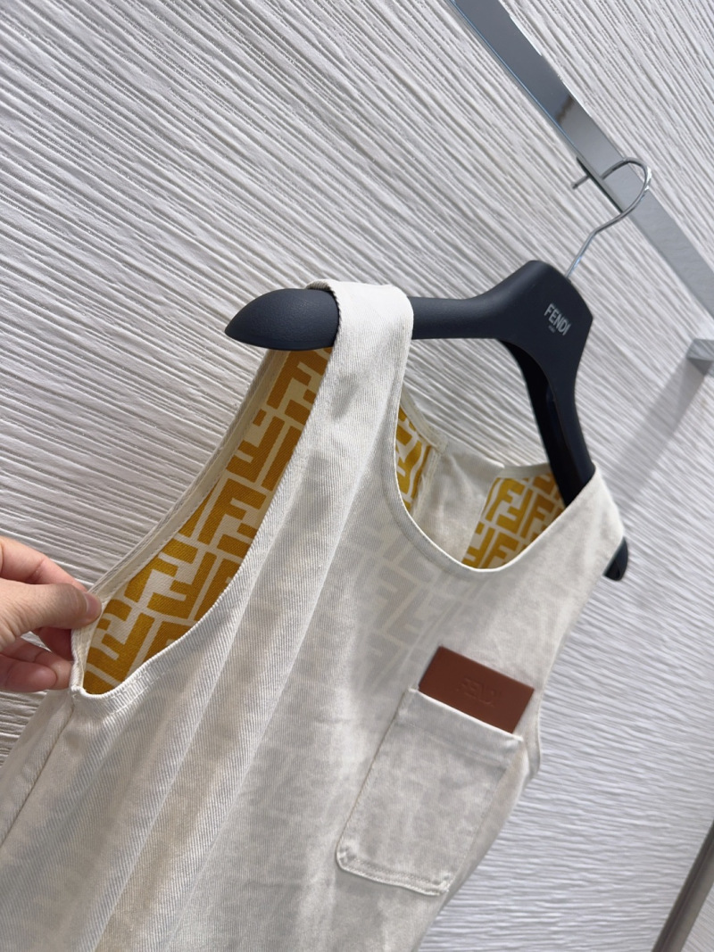 Сарафан женский белый с карманом Fendi