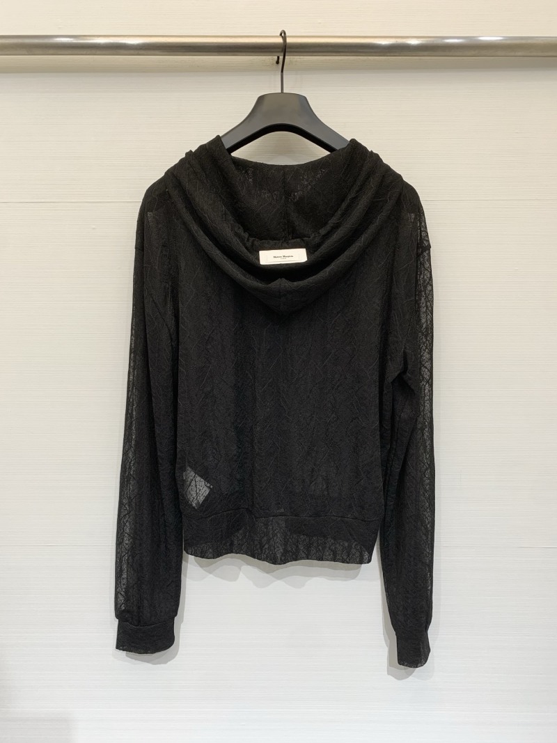 Короткая черная толстовка MM6 с капюшоном из прозрачной ткани MM6 Maison Margiela