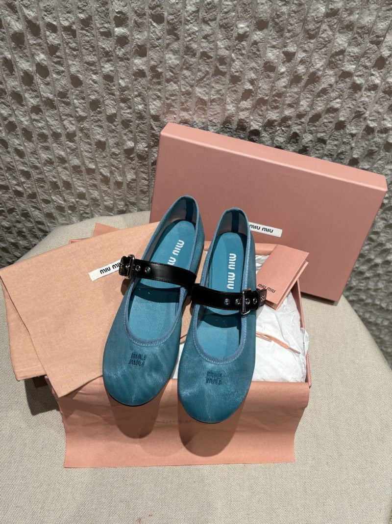 Туфли женские Miu Miu балетки из текстиля с ремешком