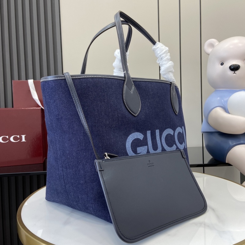 Сумка-тоут Gucci синяя с логотипом