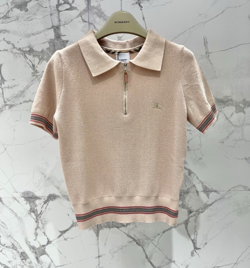 Вязаный джемпер Burberry с воротником поло и молнией