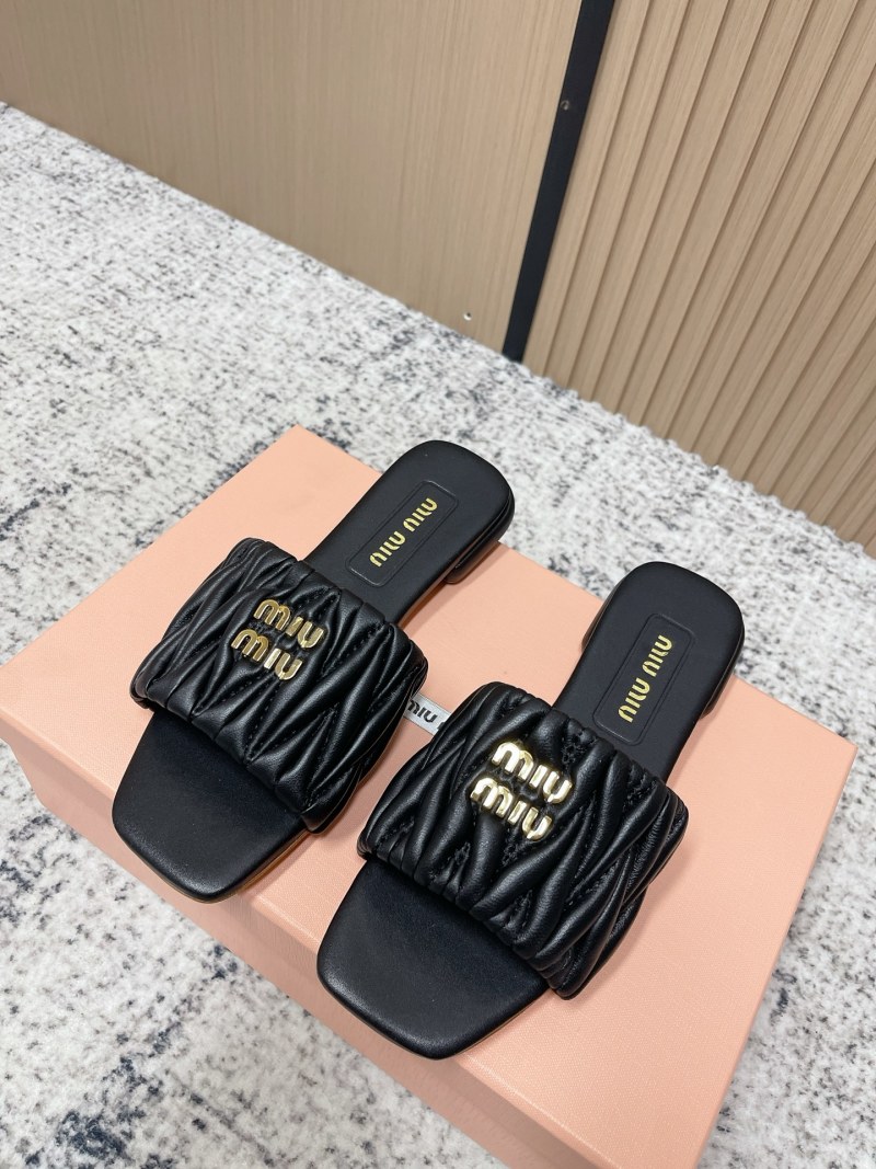 Черные кожаные женские сандалии с логотипом Miu Miu