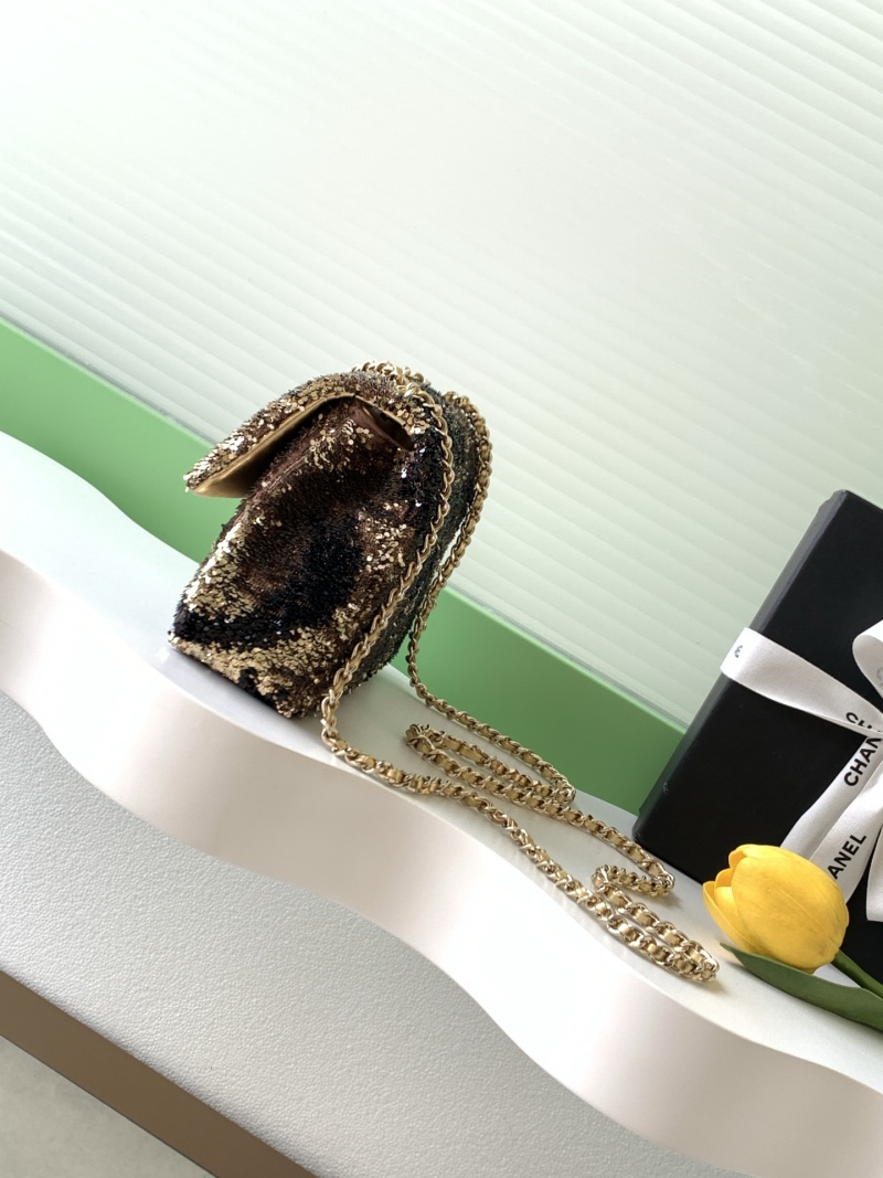 Женская сумка через плечо с люрексом и цепочкой Chanel