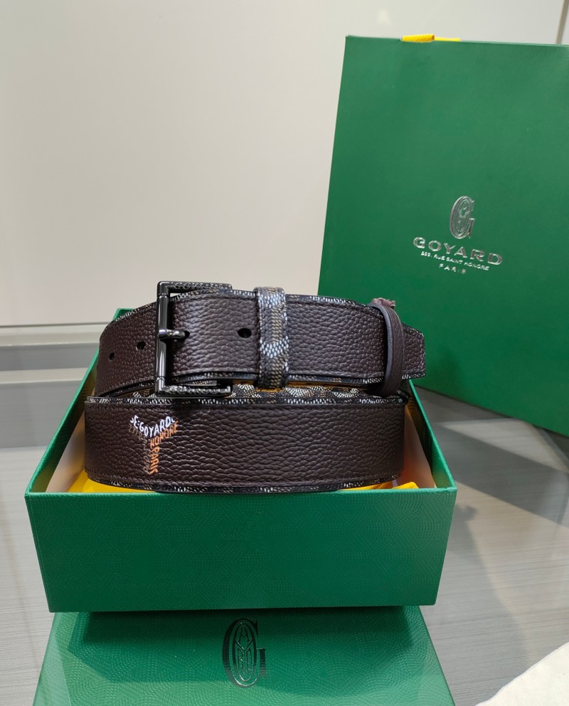 Ремень Goyard с геометрическим узором, коричневый