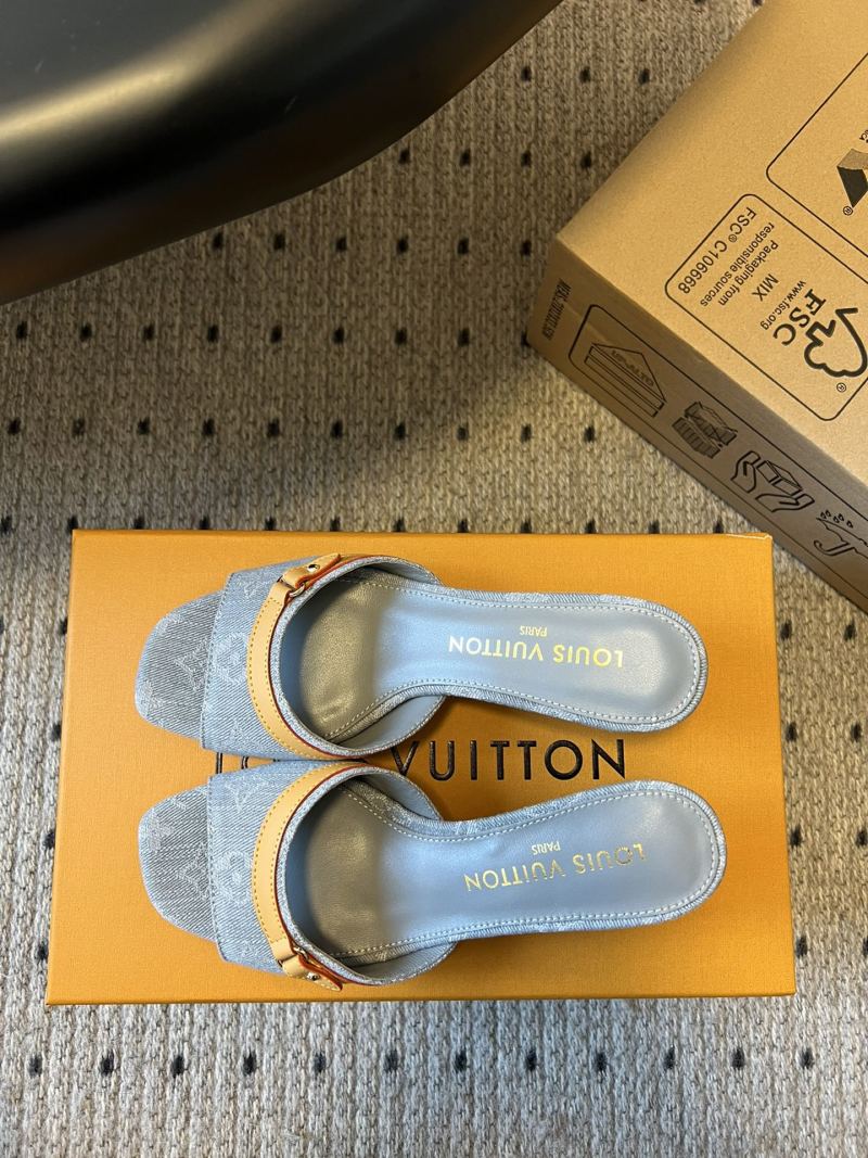 Мюли женские Louis Vuitton на низком каблуке, синий деним
