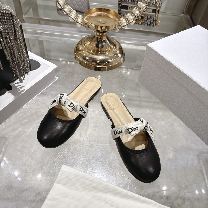 Женские шлепанцы с бантом и логотипом Dior
