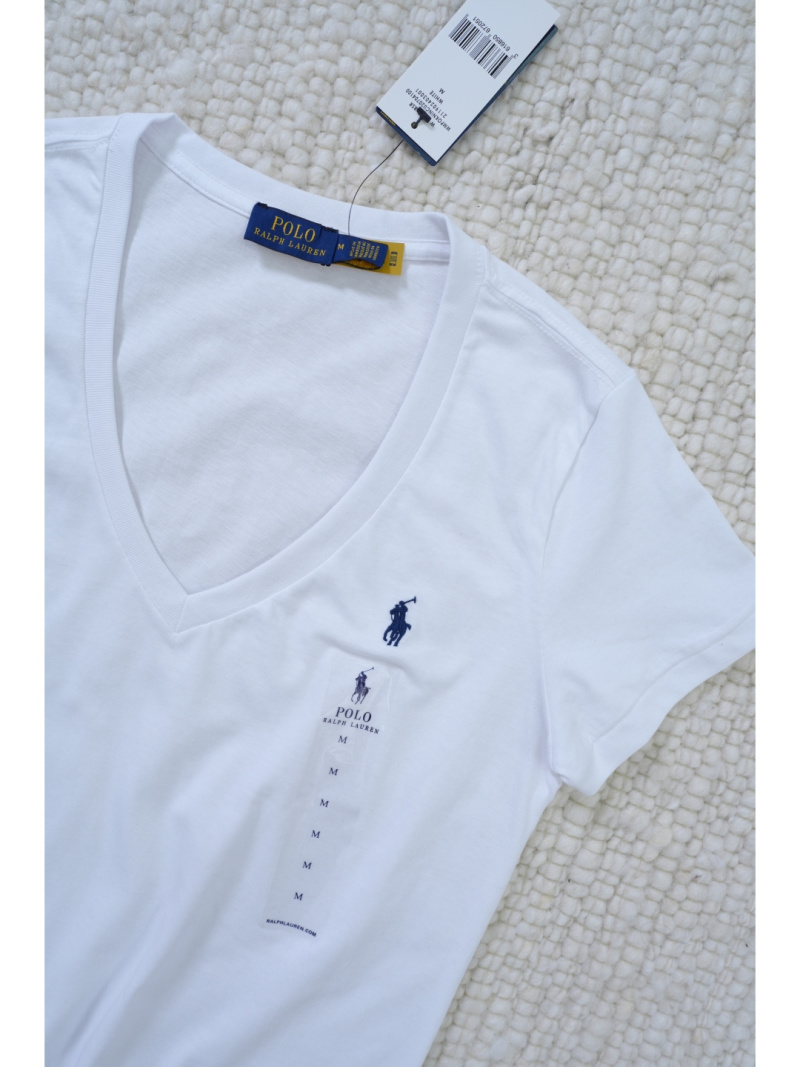 Футболка Polo Ralph Lauren женская белая V-вырез