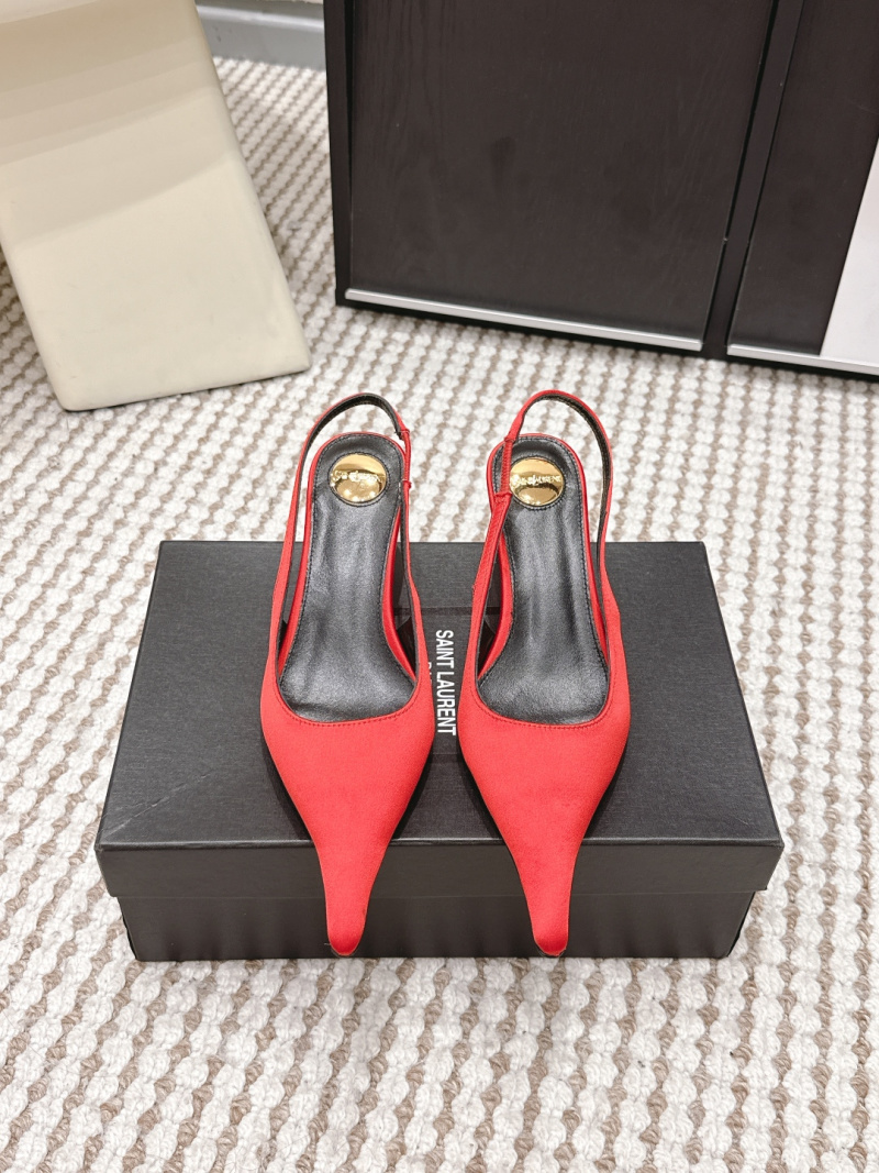 Женские красные босоножки на каблуке Saint Laurent