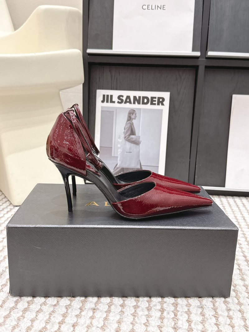 Женские босоножки на высоком каблуке, лаковая кожа Alaïa