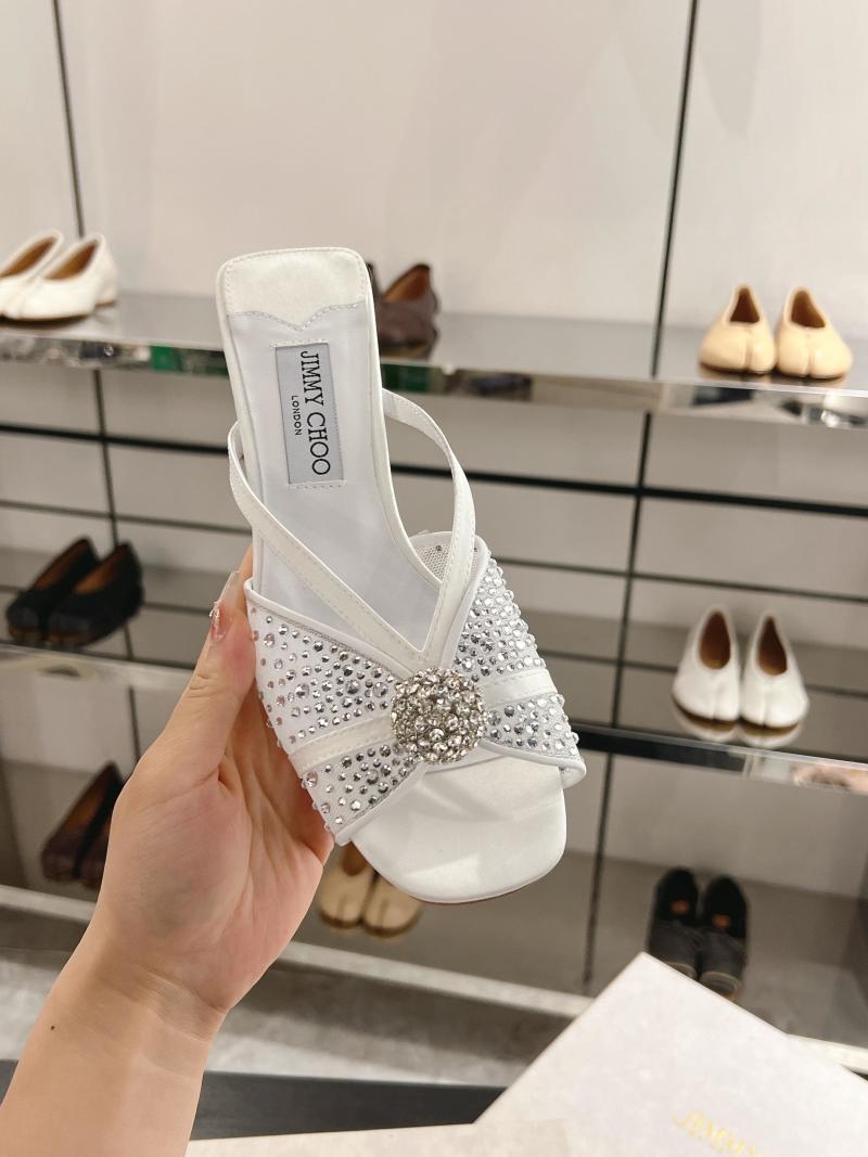Мюли Jimmy Choo белые со стразами