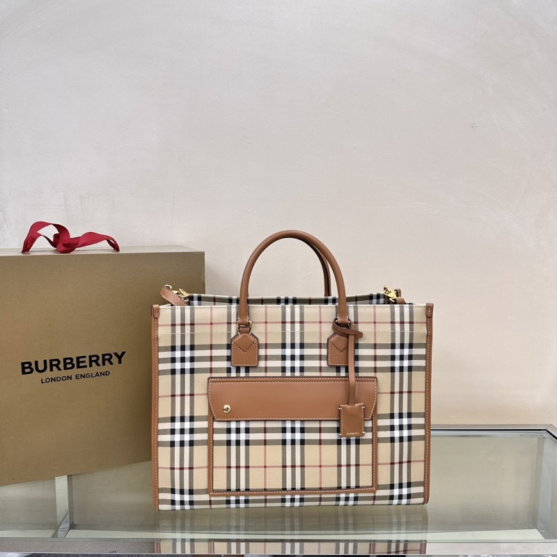 Сумка-тоут с клетчатым принтом и кожаными элементами Burberry
