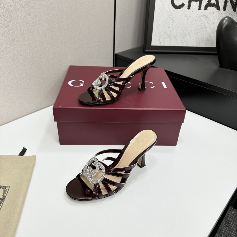 Женские сабо на шпильке с декоративной пряжкой из страз Gucci