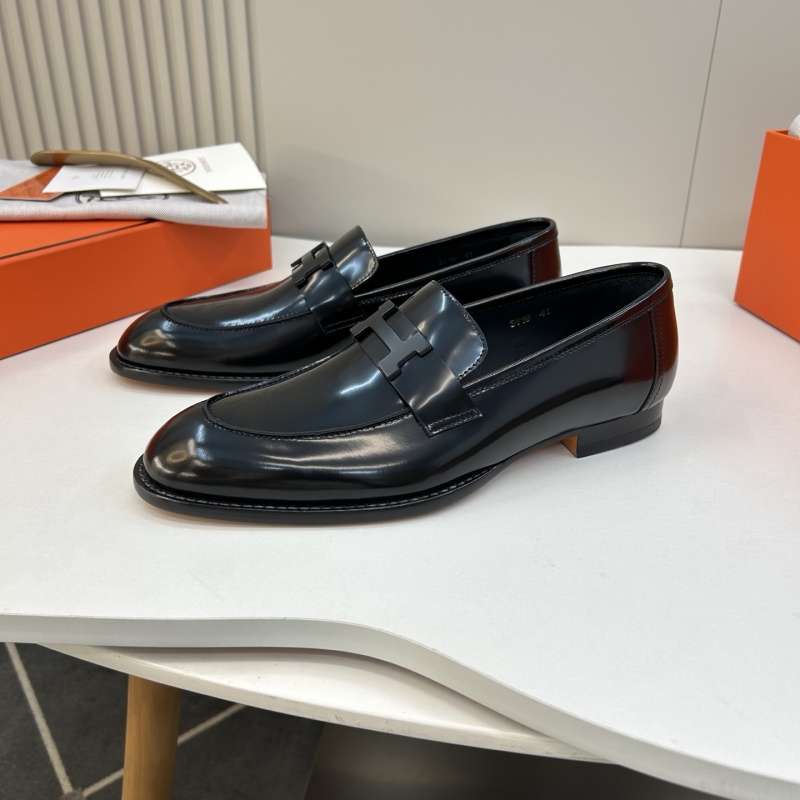 Мужские черные лаковые лоферы Hermes Hermès