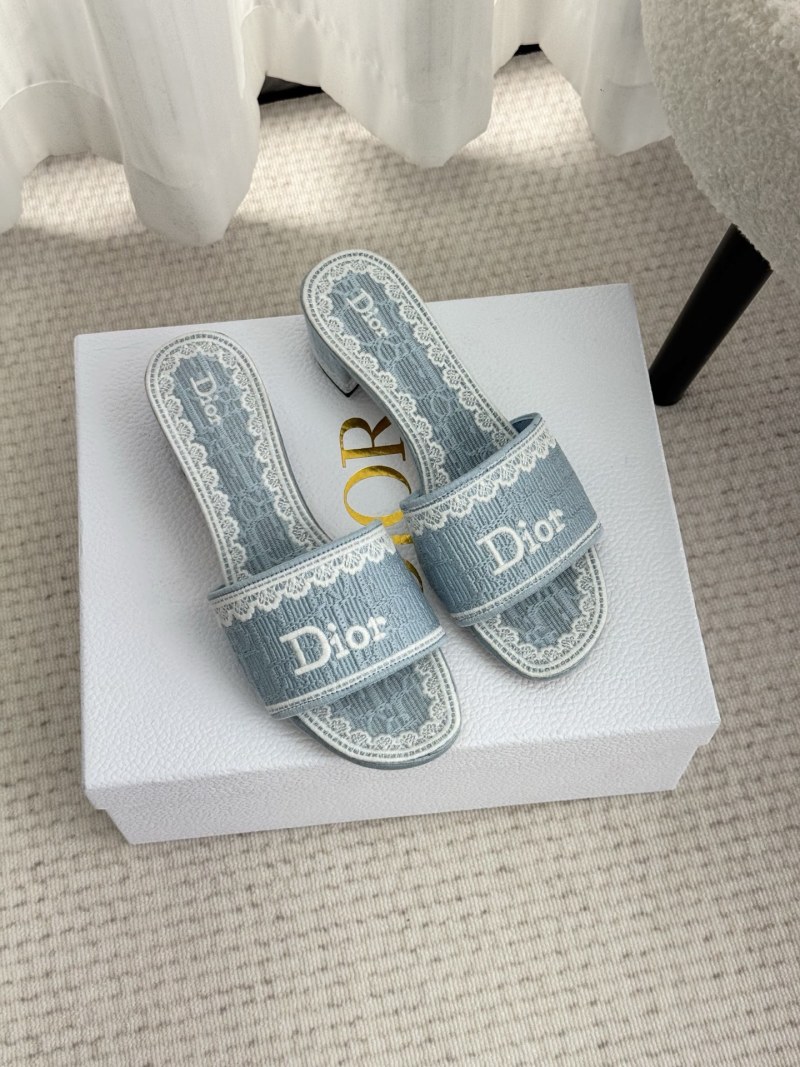 Женские шлёпанцы Dior с логотипом и кружевом