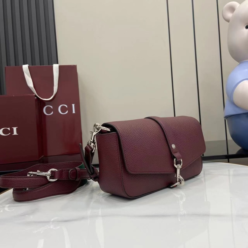 Кожаная сумка-кроссбоди Gucci бордовая