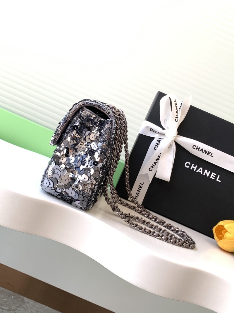 Сумка-клатч с блестками, черная Chanel