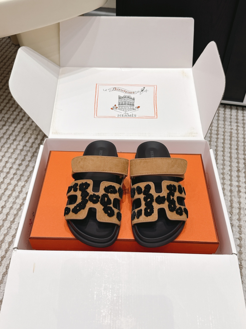 Женские сандалии Hermès с замшевыми ремешками