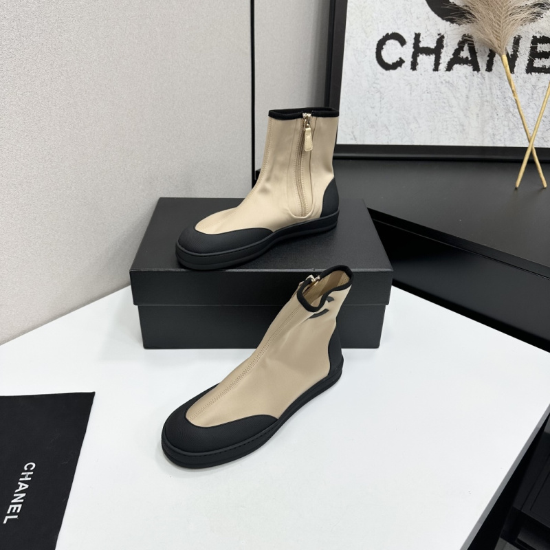 Ботильоны женские из ткани с логотипом и резиновой подошвой Chanel