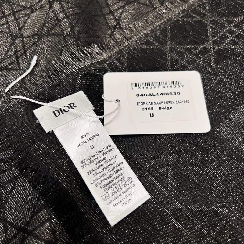 Шарф Christian Dior черный с металлическим узором
