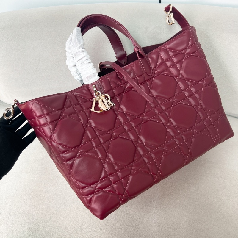 Сумка женская Dior большая стеганая бордовая