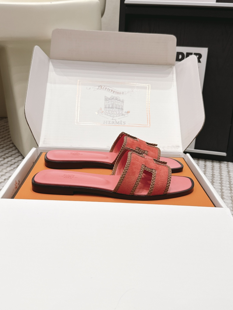 Женские кожаные шлёпанцы H-образной формы Hermès