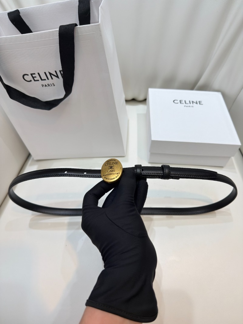 Ремень Celine тонкий 1.3 см с золотой пряжкой