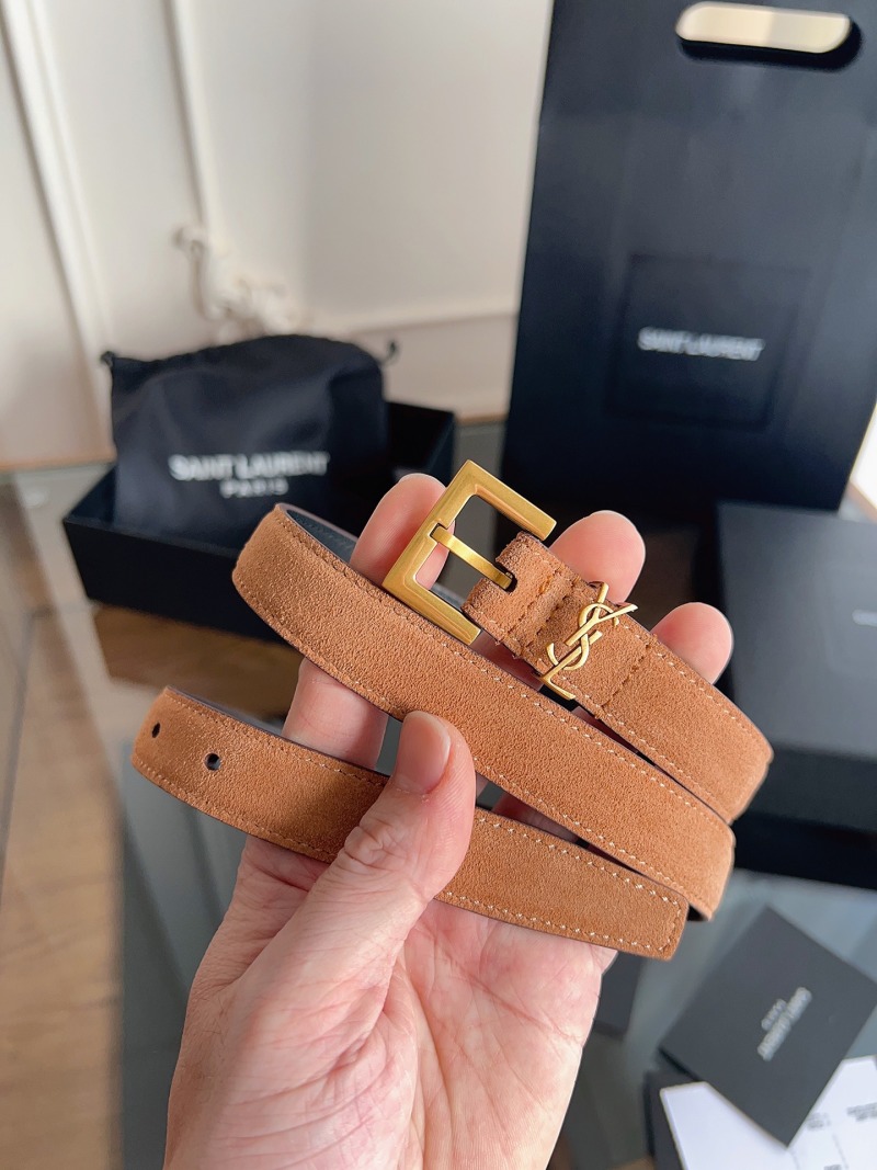 Кожаный ремень с золотистой пряжкой Saint Laurent
