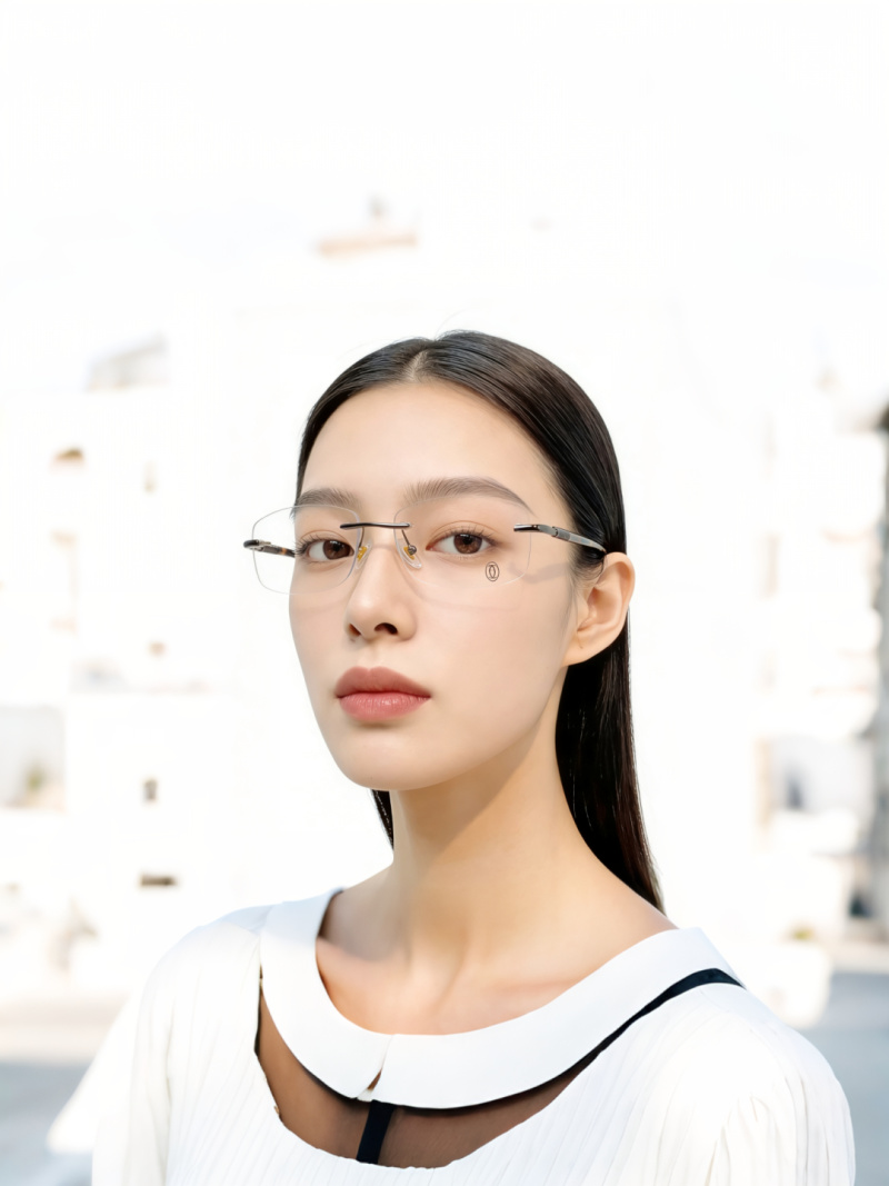 Бескаркасные очки прямоугольной формы стиль Cartier
