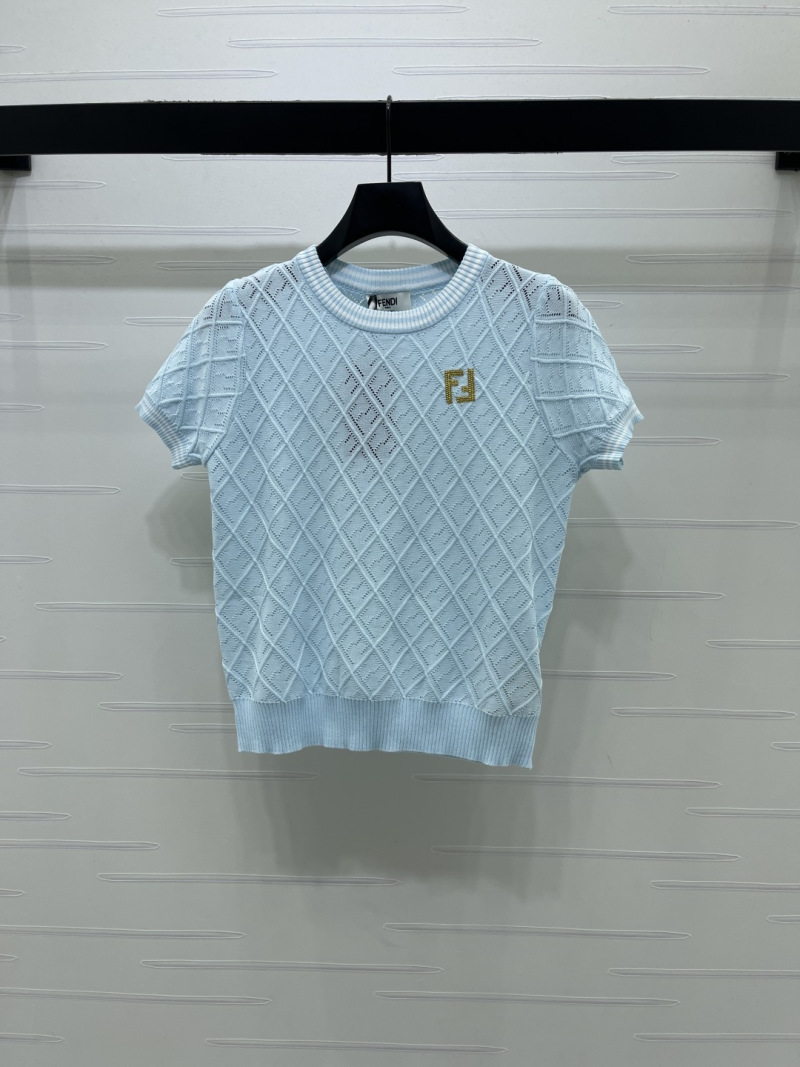 Женский вязаный джемпер с коротким рукавом Fendi