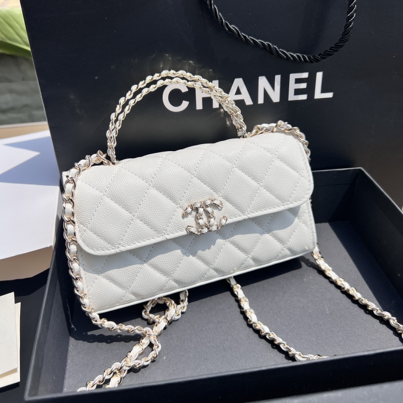 Chanel женская белая стеганая сумка из кожи