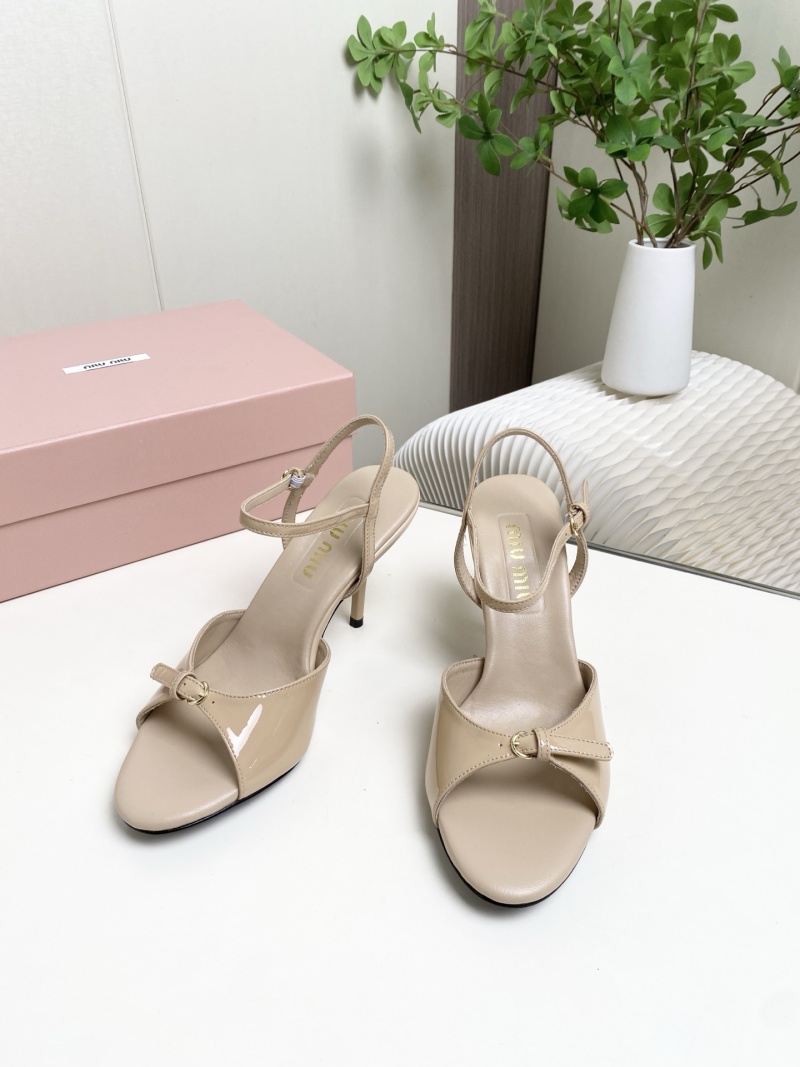Женские босоножки на каблуке с бантом Miu Miu