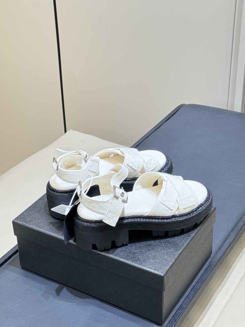 Прозрачные женские босоножки на платформе из текстиля Prada