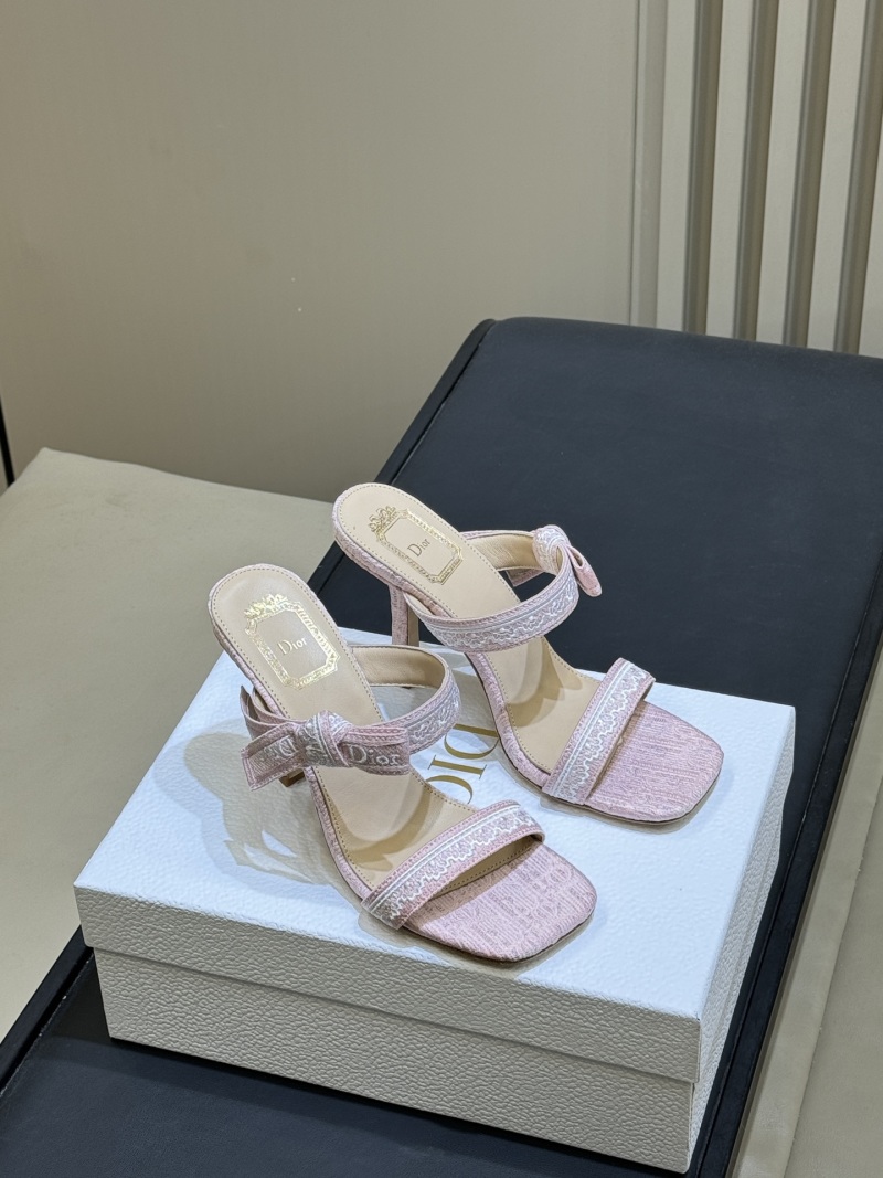 Розовые женские босоножки Dior на высоком каблуке