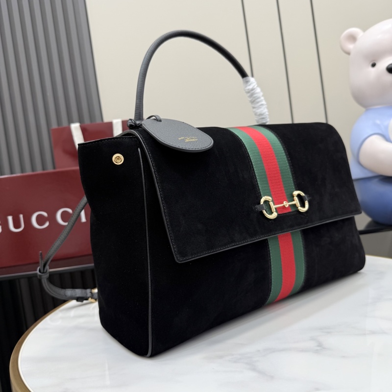 Черная сумка Gucci с красной и зеленой полосой