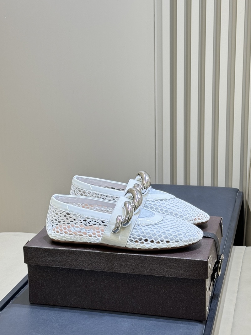 Белые балетки с сетчатым верхом и металлическим декором Alaïa