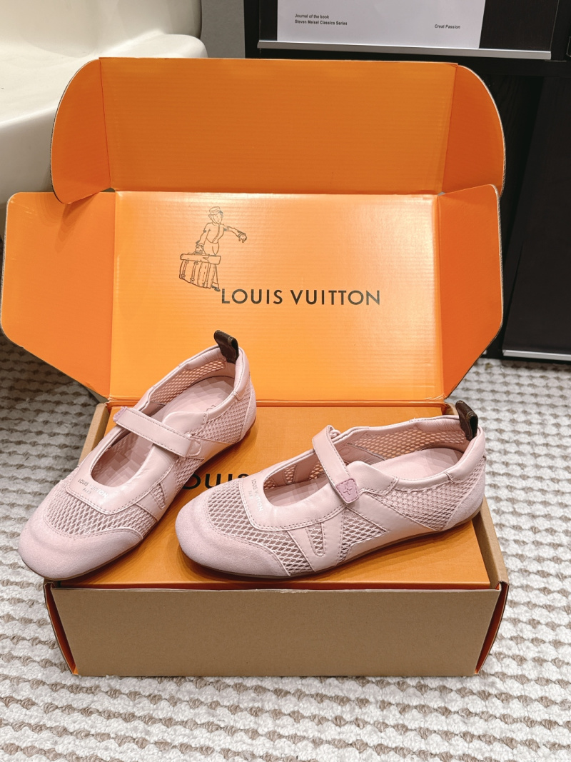 Балетки розовые с замшевой отделкой Louis Vuitton Sneakerina