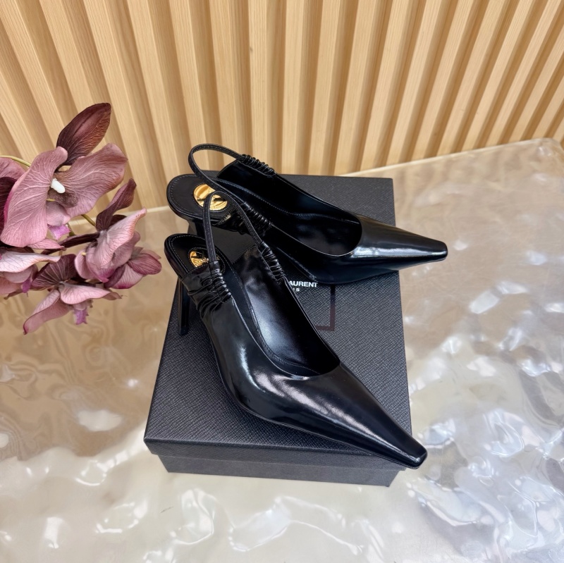 Черные женские туфли-мюли на каблуке Saint Laurent