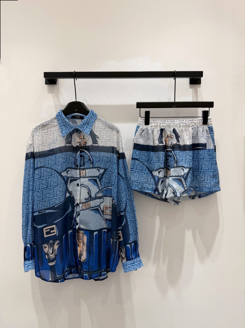 Рубашка женская свободная с принтом Fendi