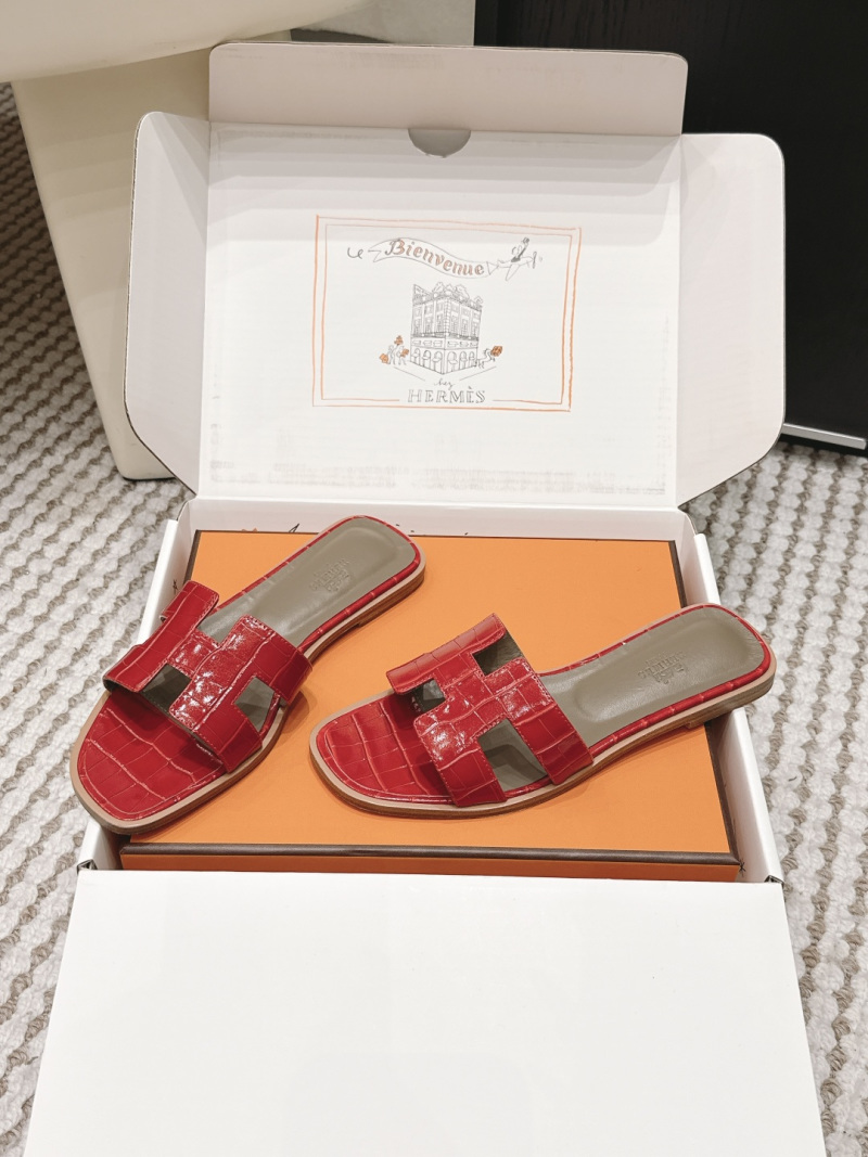 Женские кожаные шлепанцы с буквой H Hermès