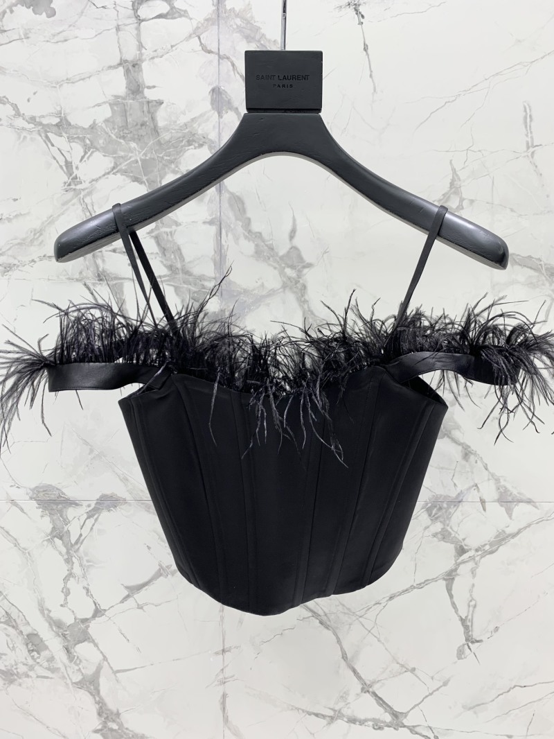 Женский топ с страусиным пером Saint Laurent