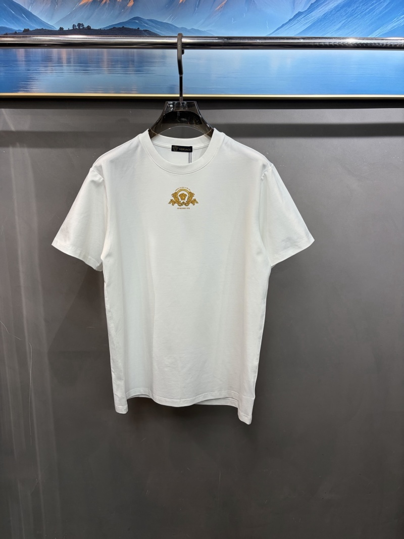 Футболка мужская белая с золотым принтом Versace