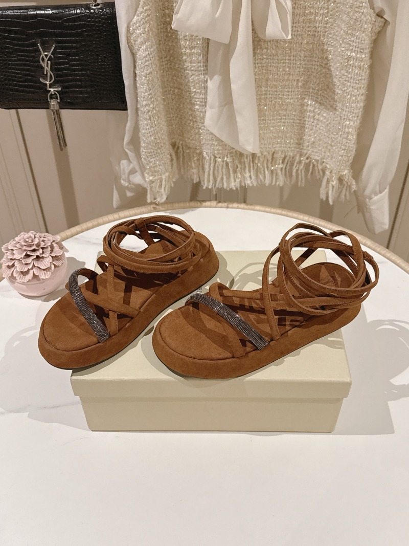Босоножки женские на платформе с декором из страз Brunello Cucinelli