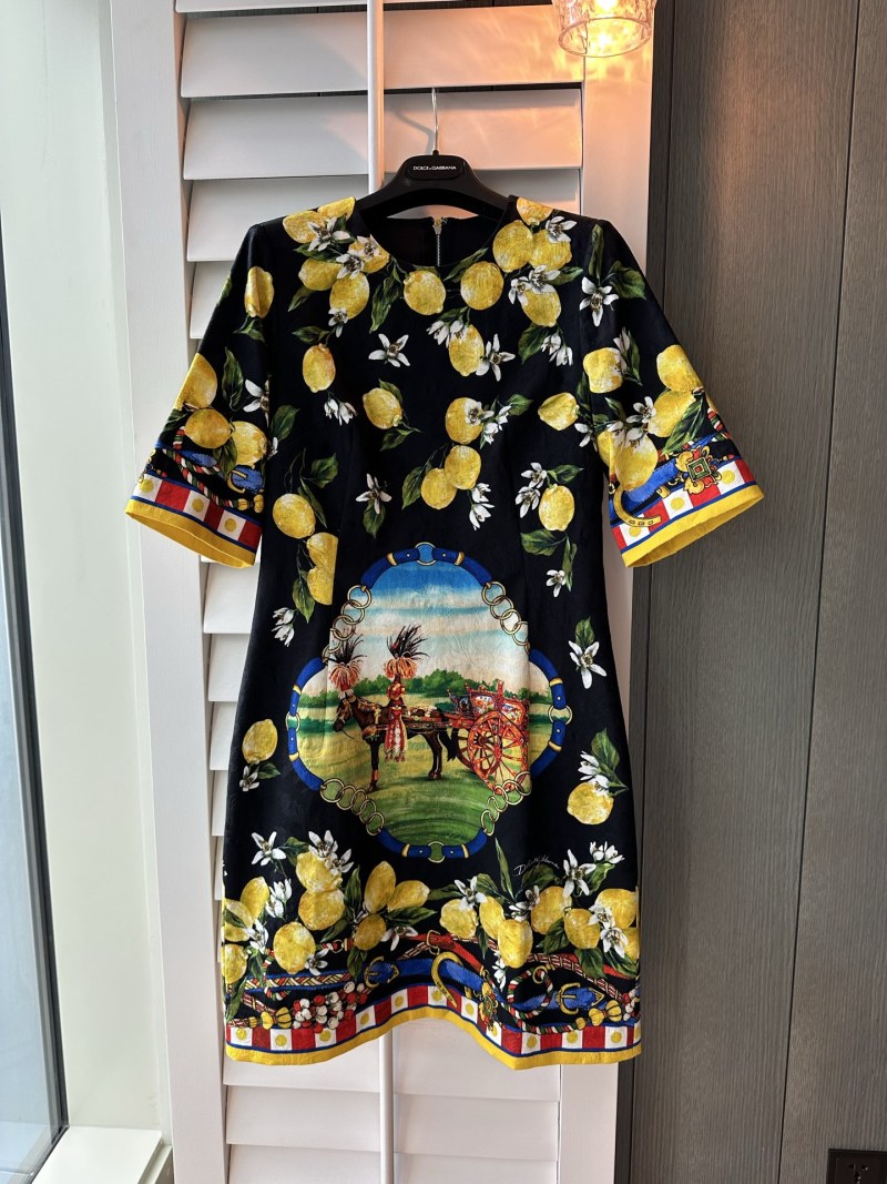 Повседневное платье с принтом лимонов и кареты Dolce & Gabbana