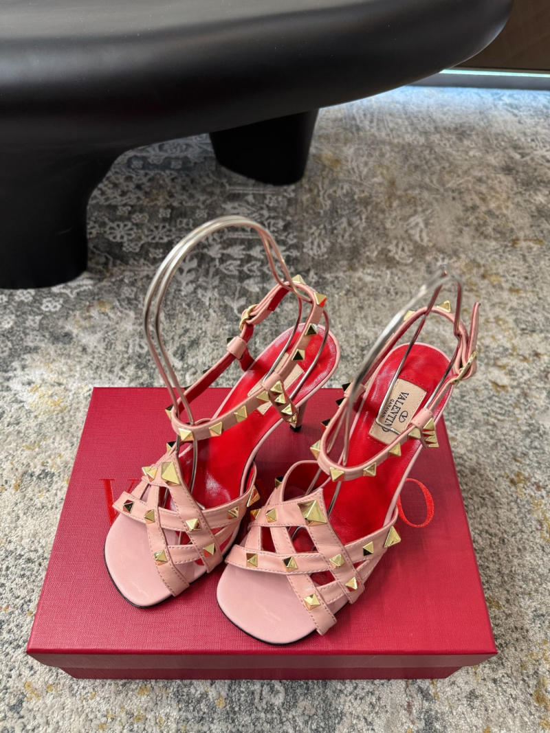 Женские розовые кожаные сандалии Valentino Valentino Garavani