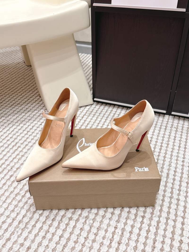Женские туфли на каблуке, бежевый замш Christian Louboutin
